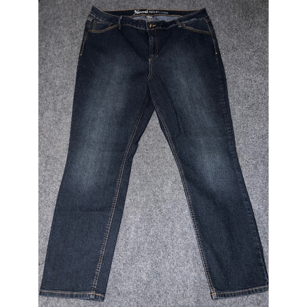 Natural Reflections Womens 20W Dark Wash Straight Leg Jeans Denim